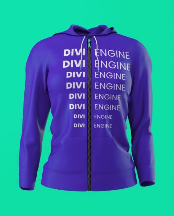 Purple Divi Engine Text Zipper Hoodie